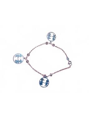 Silver 925 Bracelet with Circular Cutout Boy and Girl Charms